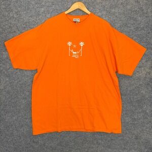 Pirana Joe Shirt Mens 2XL Graphic Hammock Island Beach Fish Tee Orange NEW